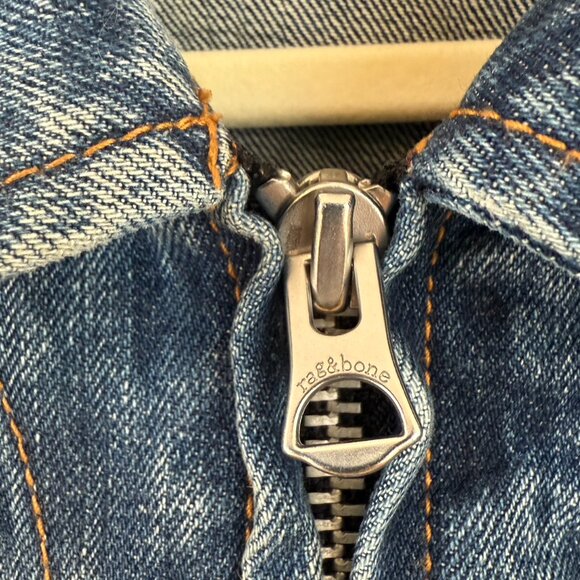 Rag & Bone Nico Leather & Denim Crop Jacket - Large - Picture 4 of 6